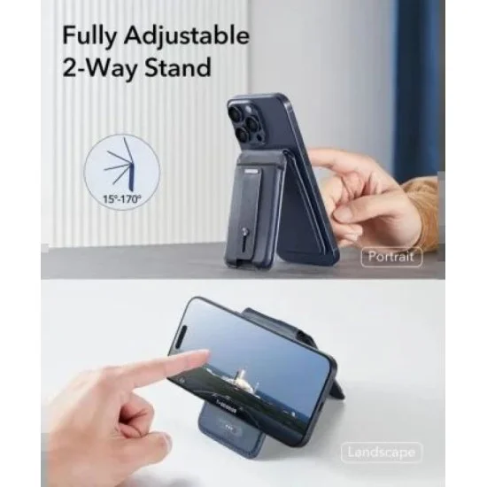 ESR HaloLock Geo Wallet Grip Stand - Blue Titanium